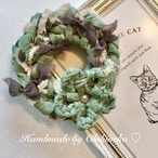 自然風な指編みシュシュ♡(シニョン向き)