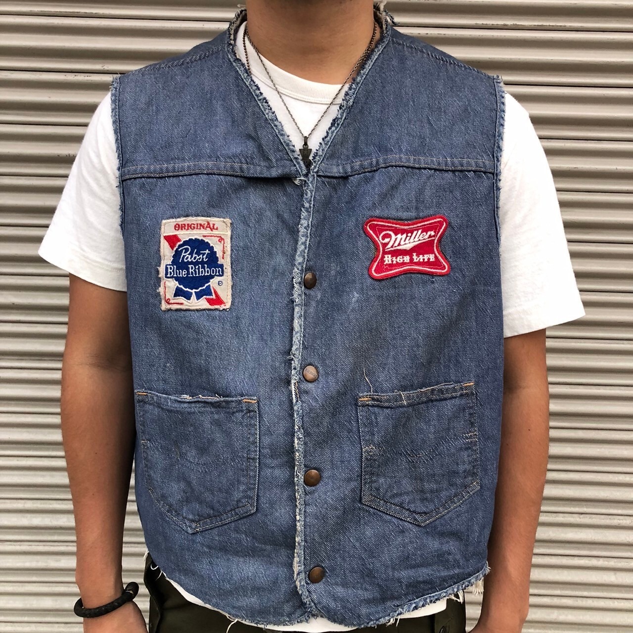 70s Sears Roebucks デニムベスト 裏ボア ヴィンテージ ローバックス 