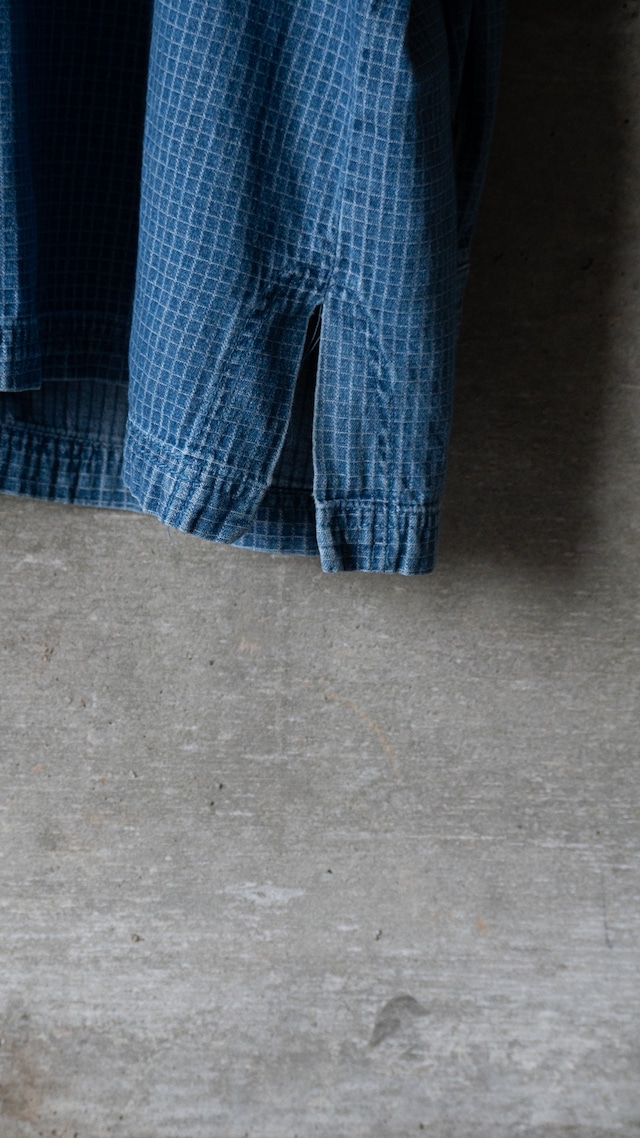 "Club Z Denim" '90s vintage Indigo small plaid zip shirt