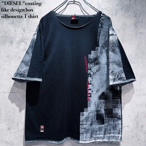 "DIESEL"coating like design box silhouette T shirt