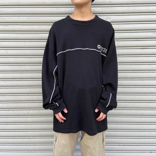 『送料無料』90s SOUTHPOLEサウスポール　リブ編みスウェットロンT　黒　ロゴ