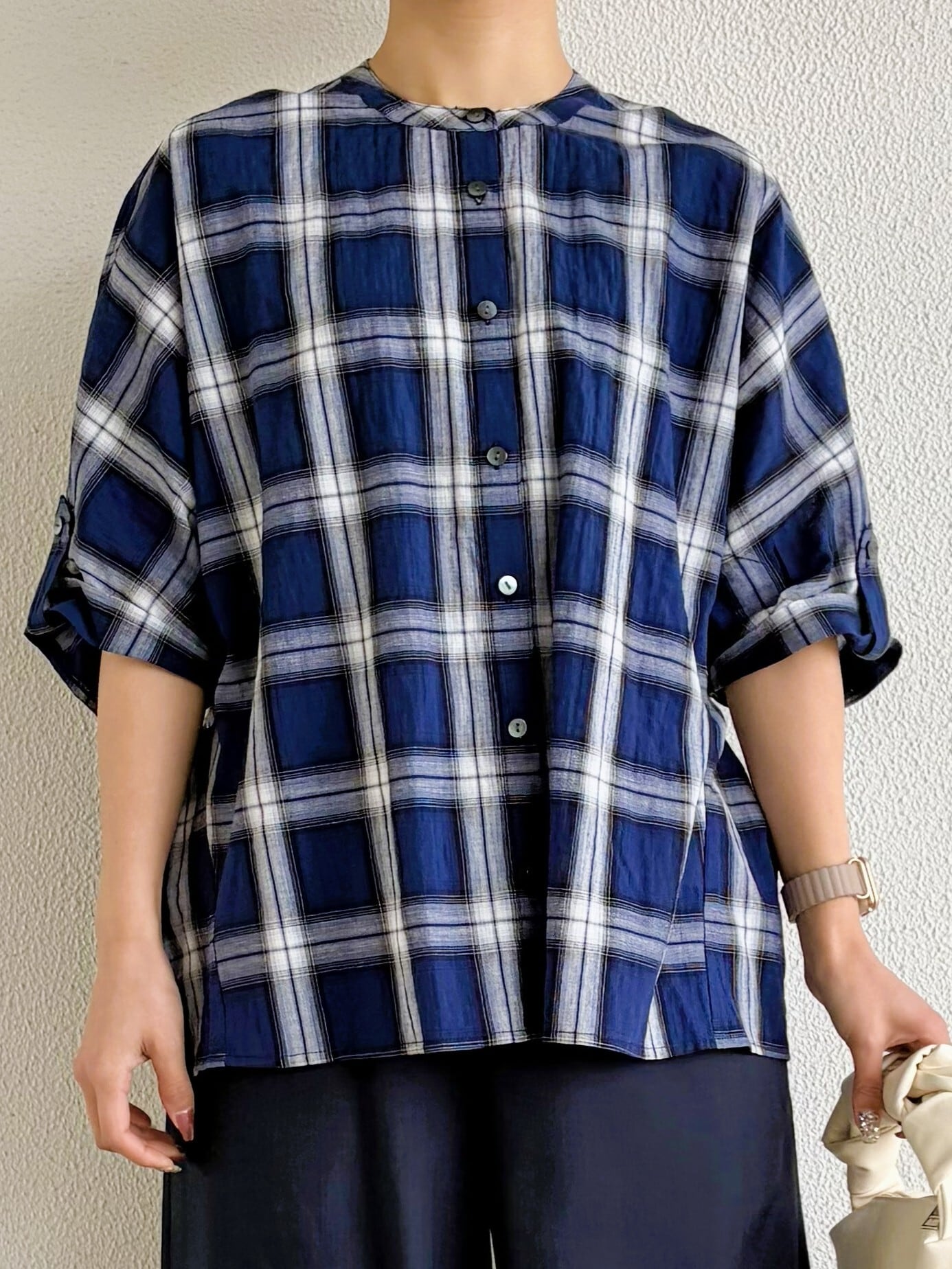 だーやま シャツ2枚 ○○○9286】先染めチェックドルマン2wayシャツ (8813-63043) | 9286