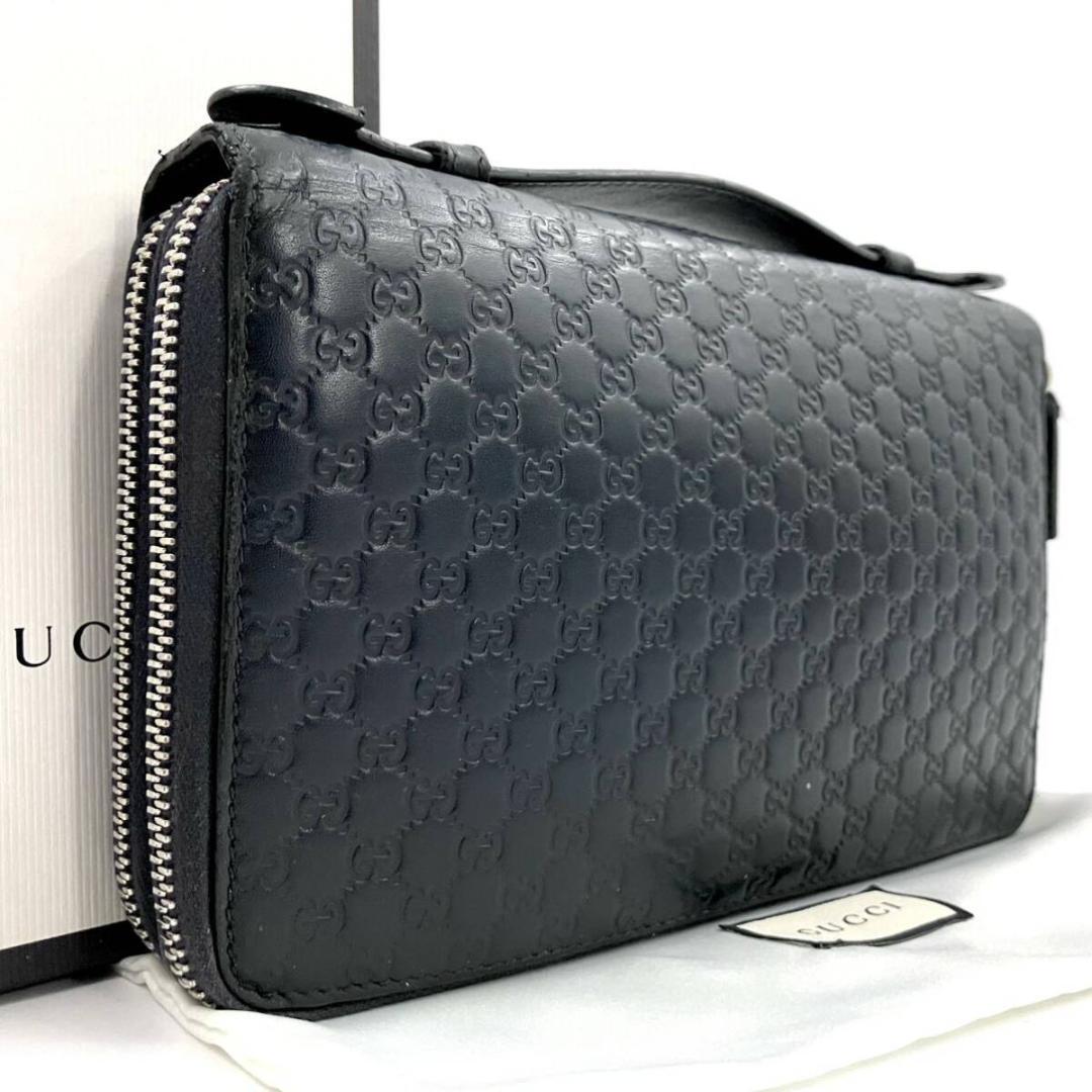 極美品】グッチ 2107マイクロシマ オーガナイザー ダブルファスナー長  