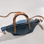 NICOLI ニコリ 2way 本革 レザー ショルダーバッグ & ハンドバッグ /鞄/カバン/ブルー系×キャメル系