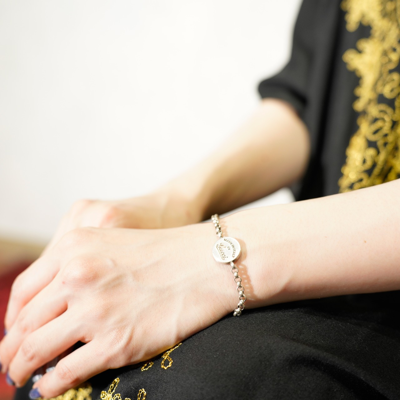 GUCCI LOGO DESIGN SILVER CHAIN BRACELET/グッチロゴデザインシルバー  