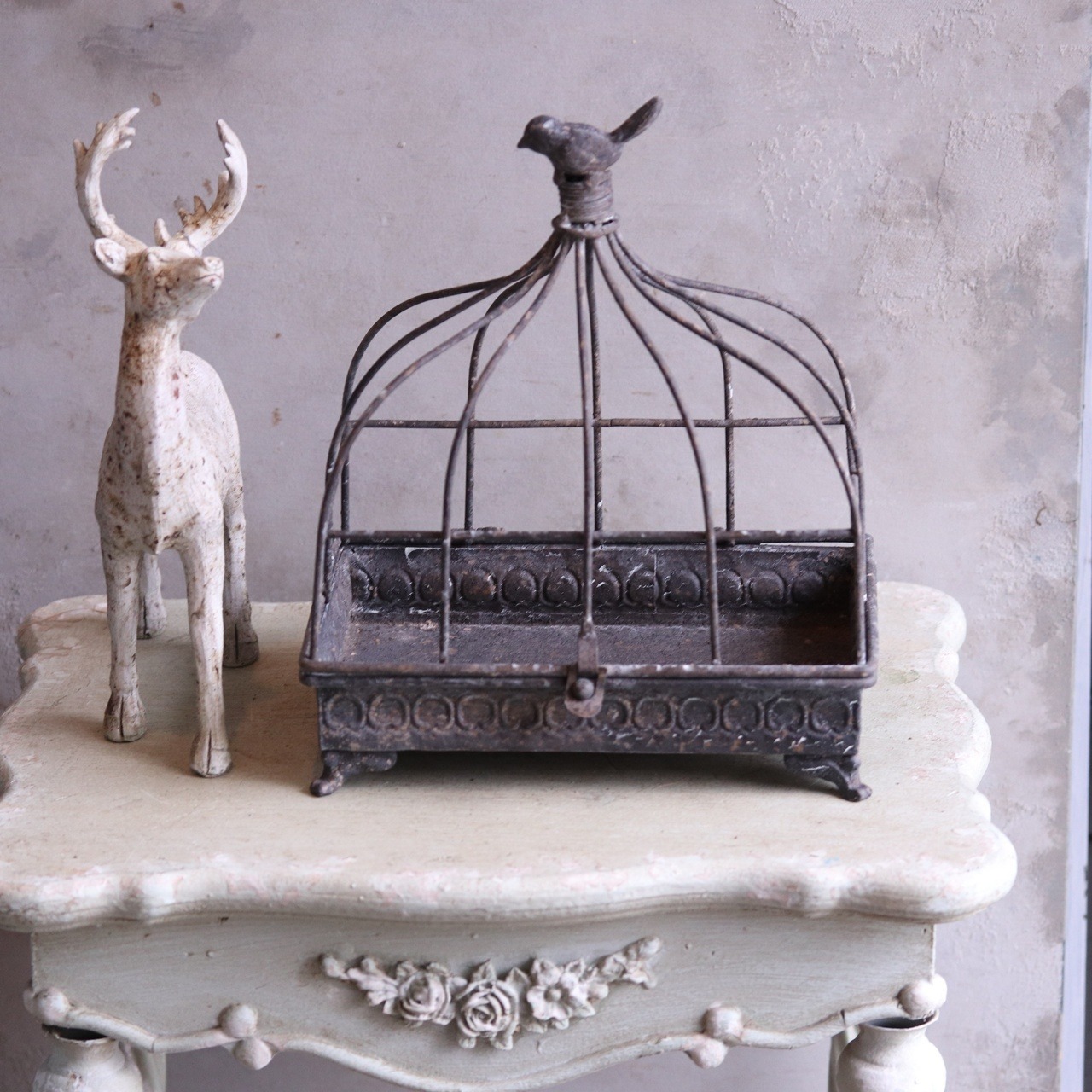 asさま専用:ワイヤー鳥篭　ラカージワイドDG　アンティーク調　シャビーシック　オシャレ　UF 601