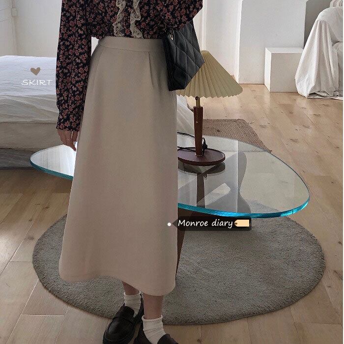 薄手スカート スプリングウィンタールーズハイウェストウェストAライン 春物 冬物 モンロー1131663544