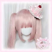 ♡【全4色】スイートお茶会 ちょこんとチェリーのフリルリボンケーキ風ミニハットヘアクリップ light blue ♡