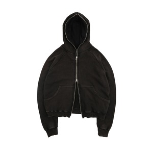 FAR FROM WHAT/ washed full zip-up hoodie