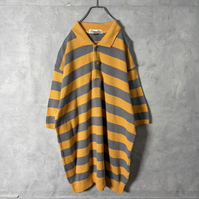 #7298 border pattern cotton linen poloshirt