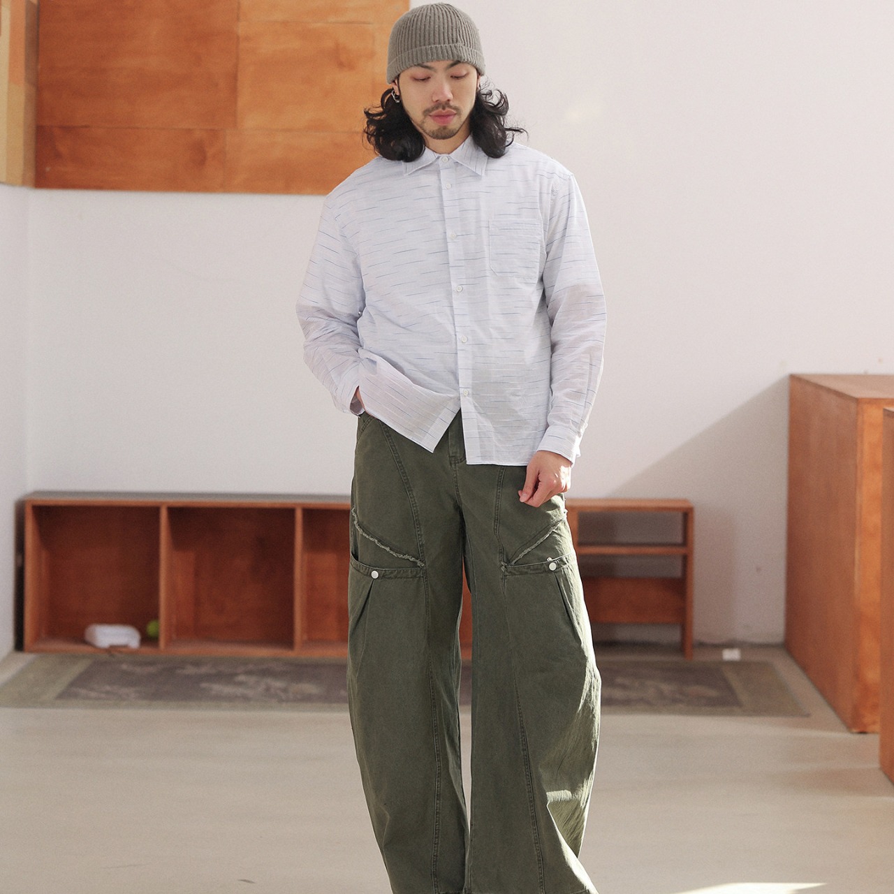 ストロボ・テクスチャーロングシャツ A2064 - 5