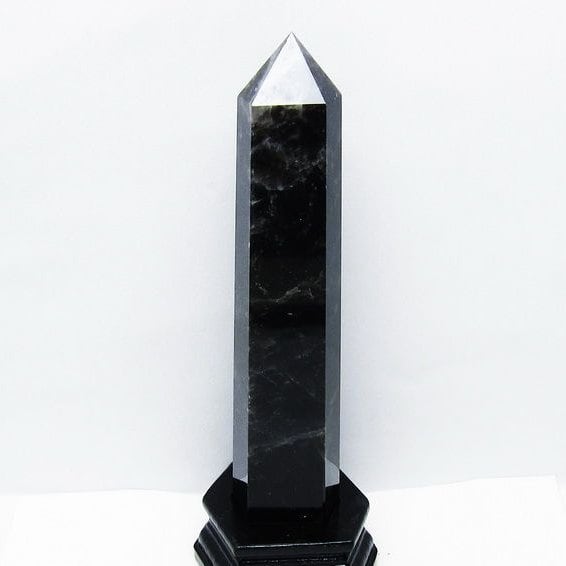 モリオン 黒水晶 六角柱 台座付属 一点物 152-4052