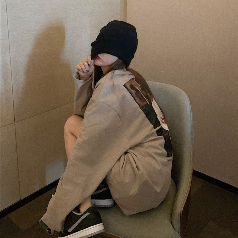 怠惰なスタイルの長袖セーター女性秋のルーズスタイルのプルオーバージャケット2020新しいミドル丈トップイントレンド ブラックストロベリース93870457594