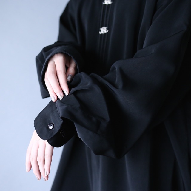 "刺繍" silver ornament  fry-front minimal mode special shirt