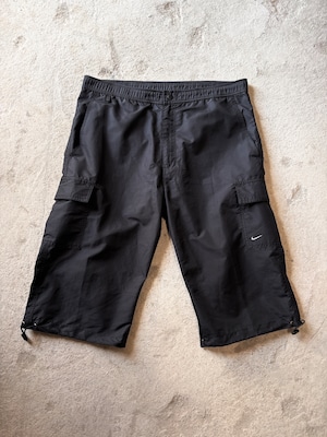 00s NIKE/Nylon Cropped pants/XL/ナイロンクロップドパンツ/スウッシュロゴ/刺繍ロゴ/ブラック/ナイキ