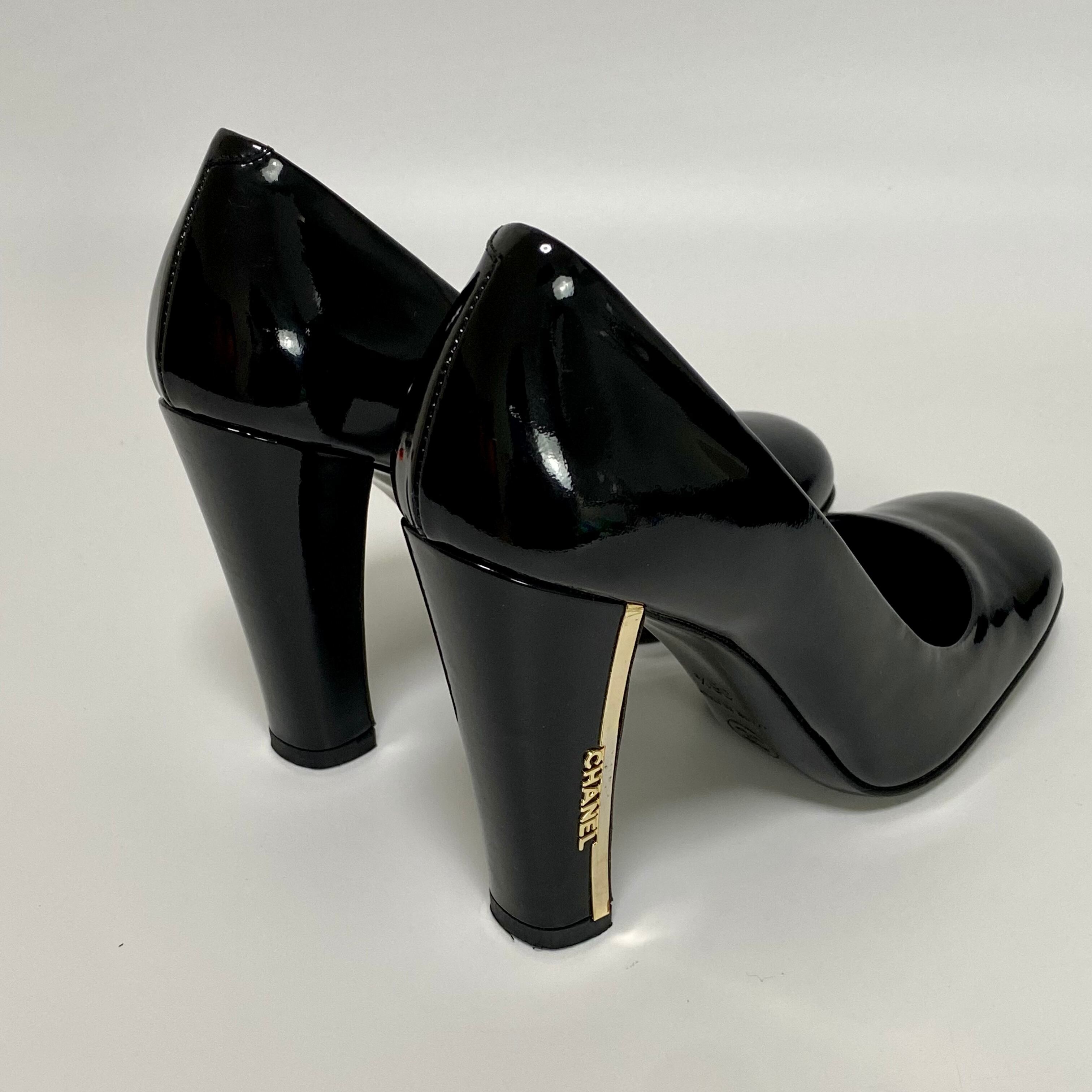 CHANEL シャネル パンプス エナメル ブラック 36.5サイズ 靴 8921