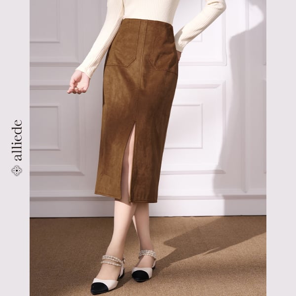 ハイウエストスエードタイトスカート A2649