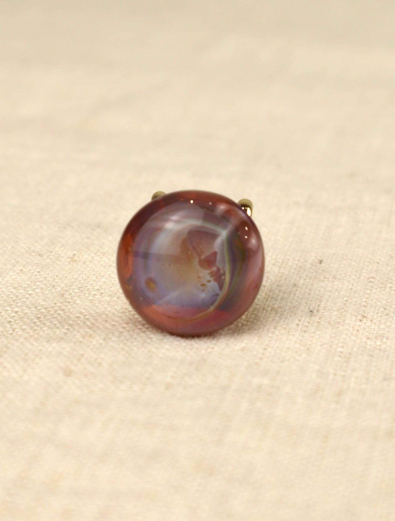 硝子の帯留　淡藤