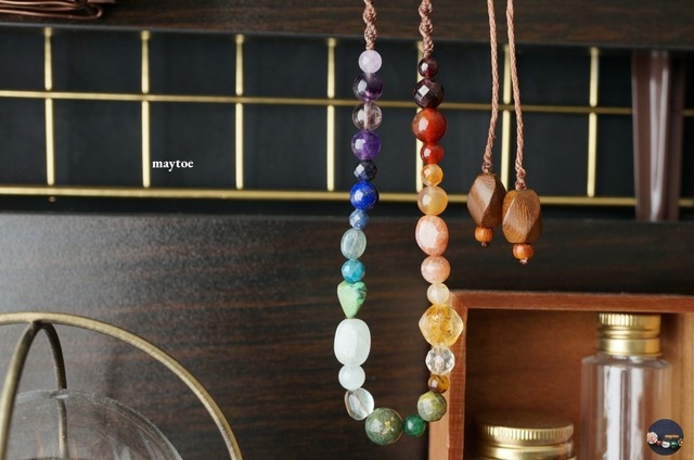 七色天然石の厄除けロングネックレス＜厄年のお守りに＞＊チャクラネックレス＊