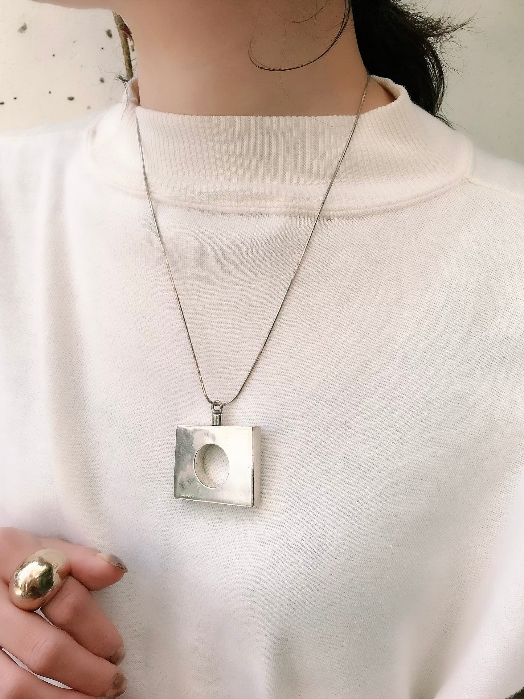Mid-century 925 silver modern necklace ( ヴィンテージ シルバー 