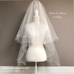 《花嫁様応援特価》ふんわり可愛いキラキラビジューのメロウベール　ミドルレングス