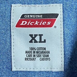 【Dickies】デニムシャツ ボタンダウン カジュアルシャツ XL ビッグシルエット 長袖シャツ ディッキーズ US古着