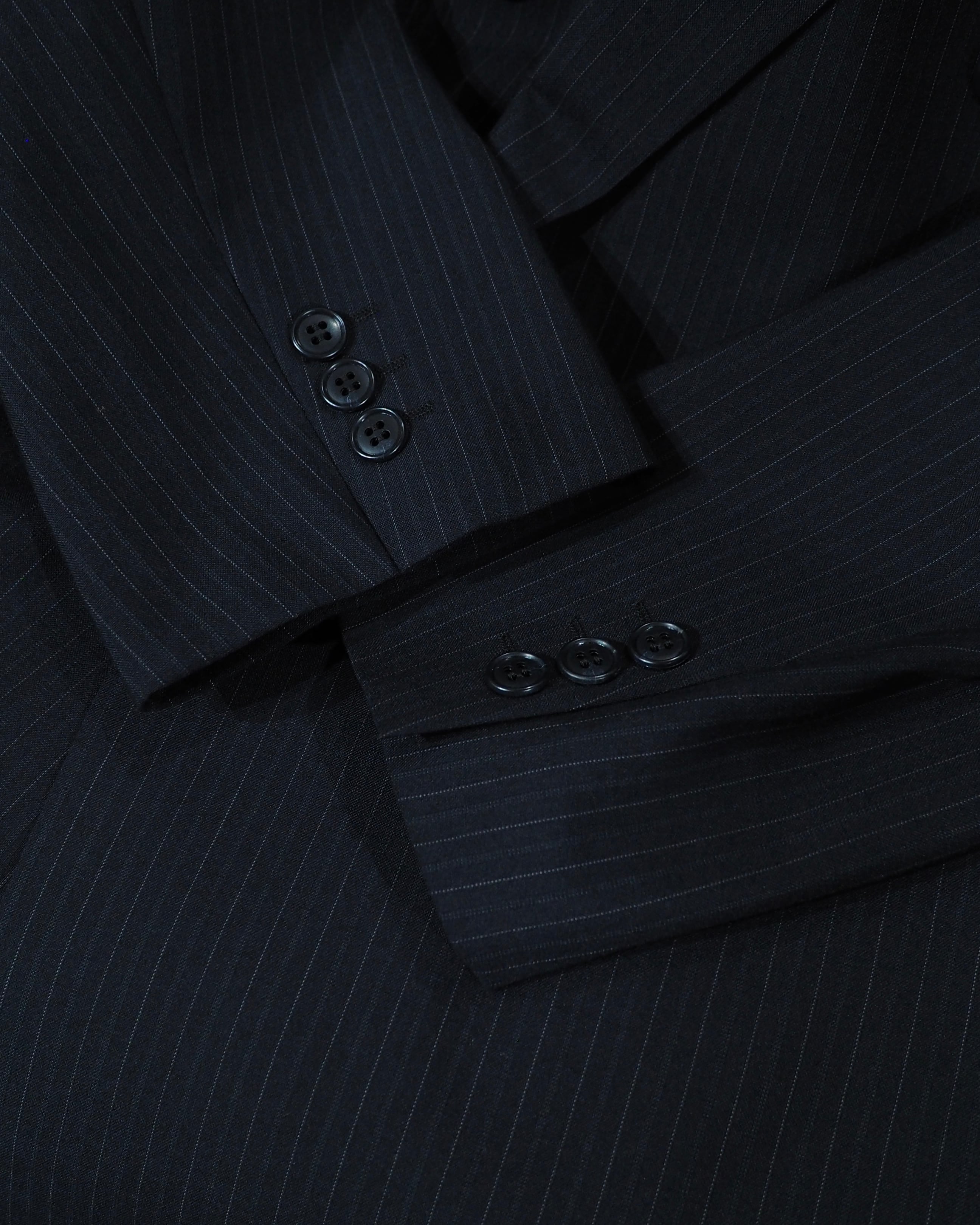 1990s Beautiful Pinstripe Embroidery Vintage Double Breasted Tailored Jacket