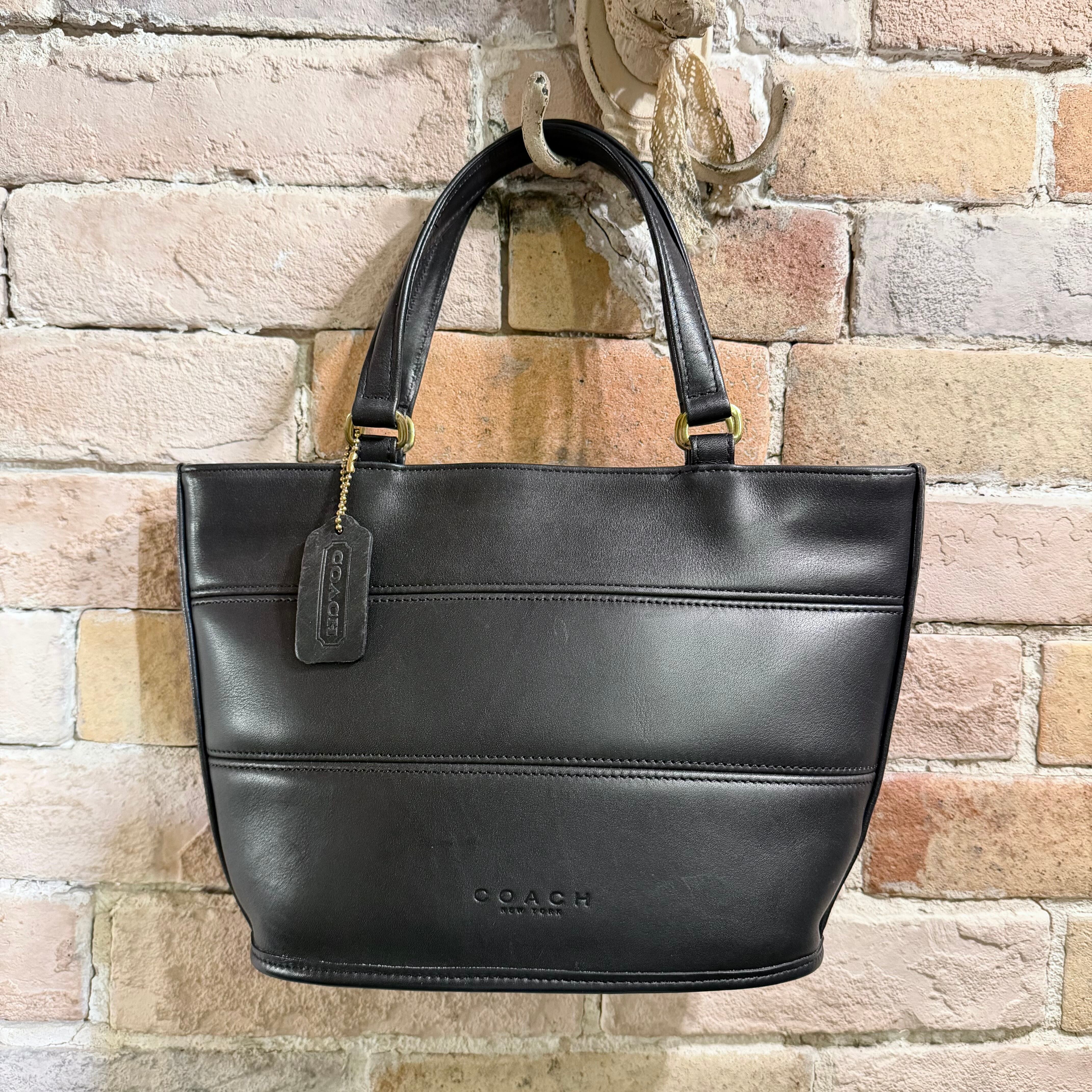 old coach “leather totebag” black USA製 オールドコーチ トート