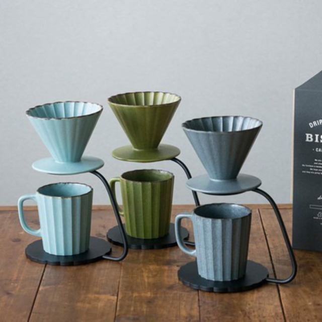 インテリアとしても楽しめるアイアンドリッパースタンドのセット　ドリッパースタンドビスケット セット　【Te22800】　　ハンドドリップでコーヒーを愉しむ　ドリップスタンド　アイアンスタンド　陶磁器ドリッパー
