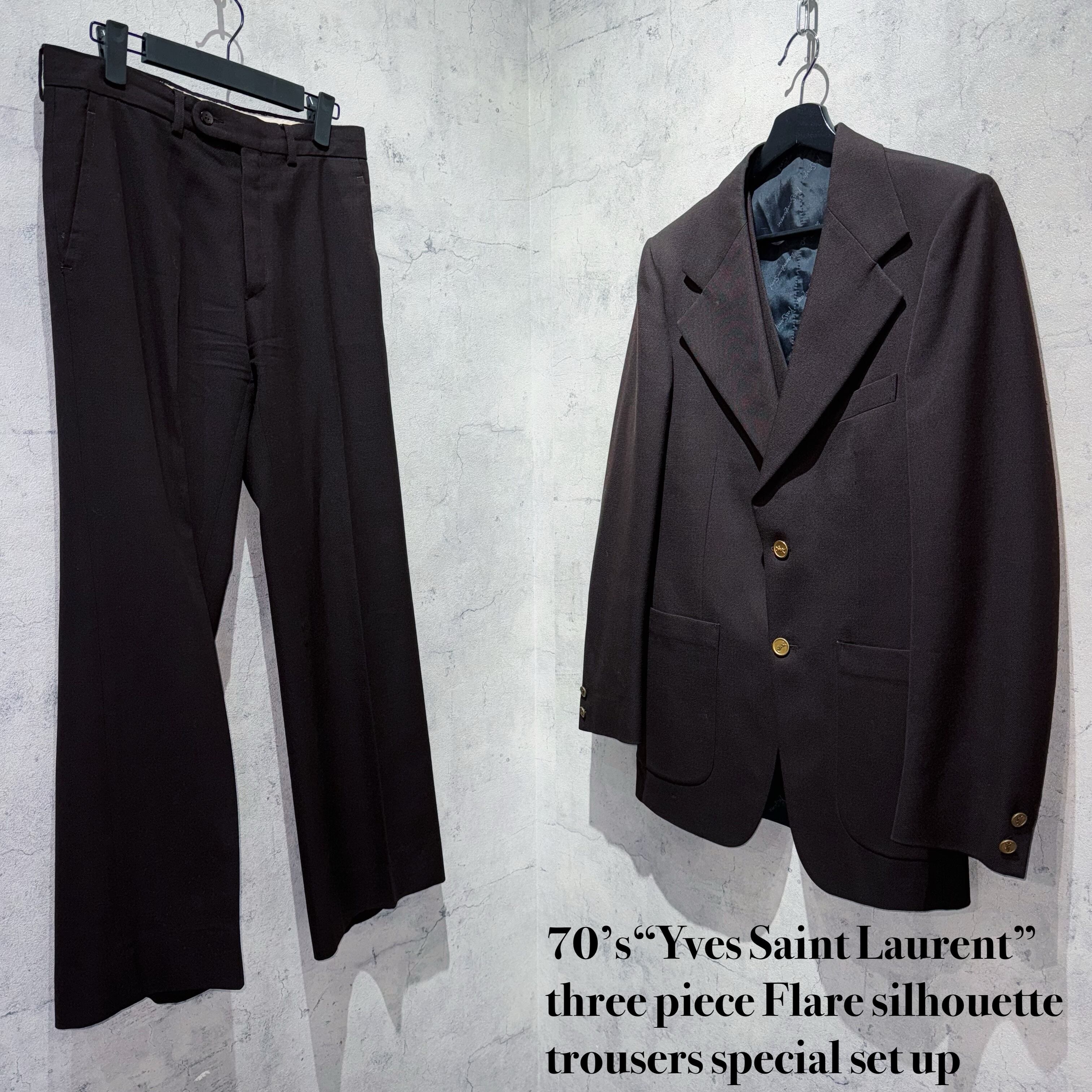 70’s“Yves Saint Laurent”three piece Flare silhouette trousers special set up