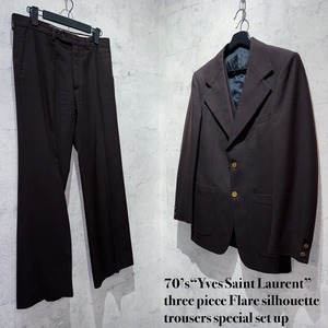 70’s“Yves Saint Laurent”three piece Flare silhouette trousers special set up