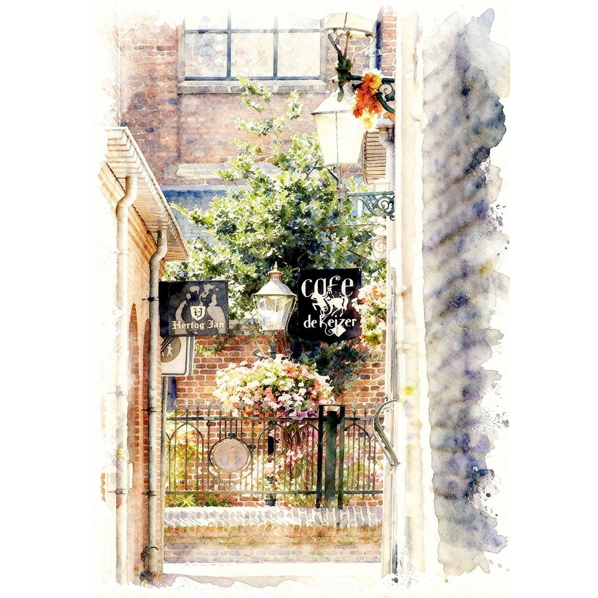 絵画 フランスの街角の風景画 インテリアアート額付き 水彩画・油絵風 