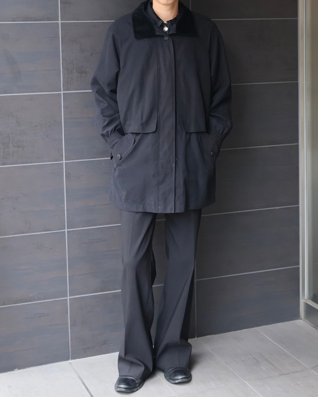 Velvet collar mid-length blouson