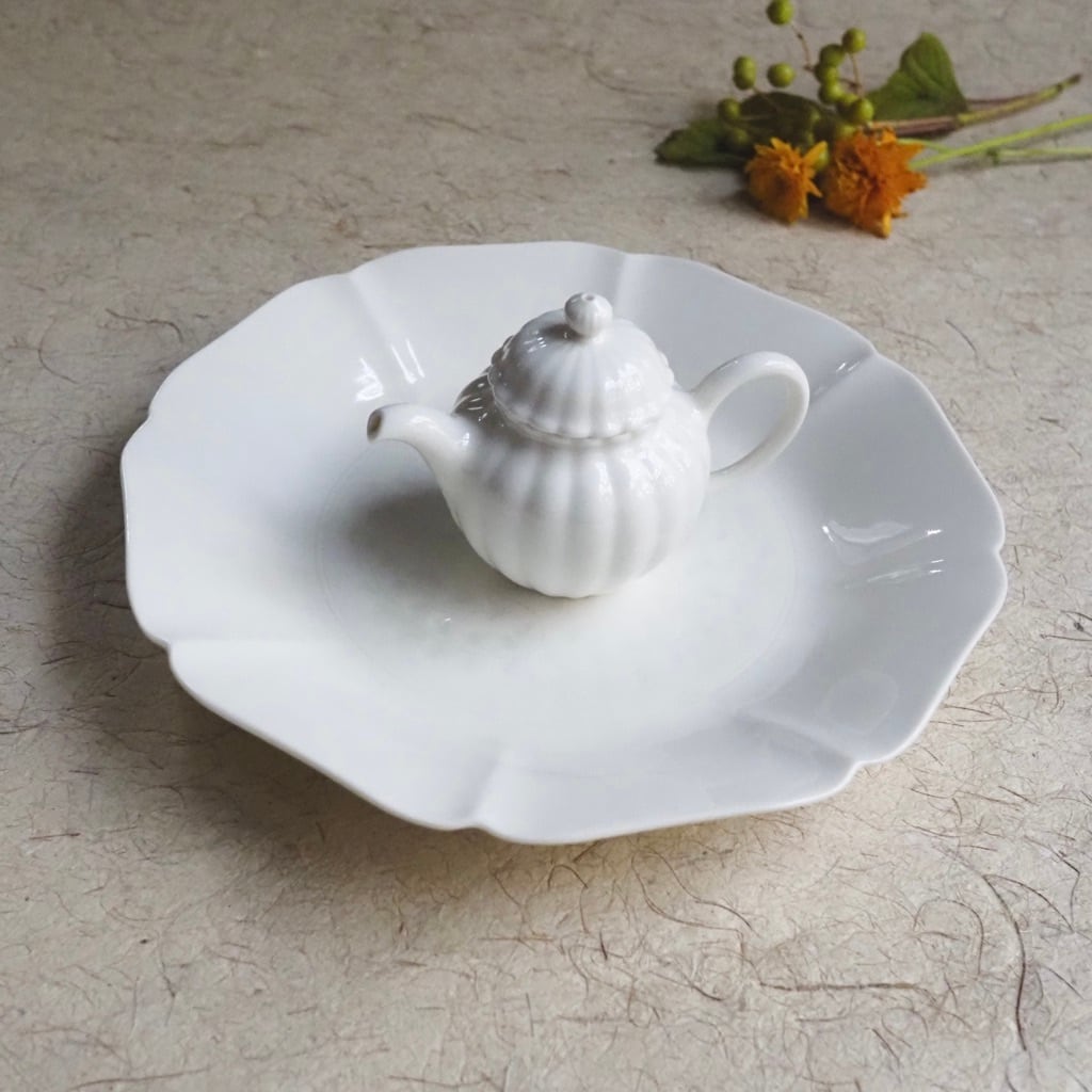 色原 昌希/白磁 8輪皿 7寸