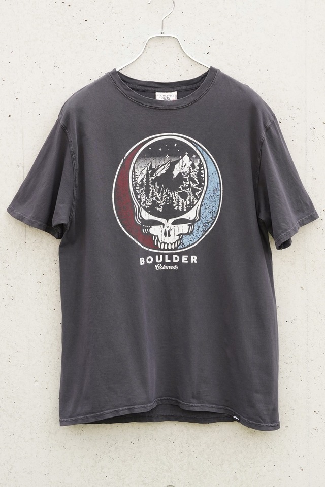 TECHSTYLES Boulder Colorado Skull Graphic T-Shirt / Faded Black / M