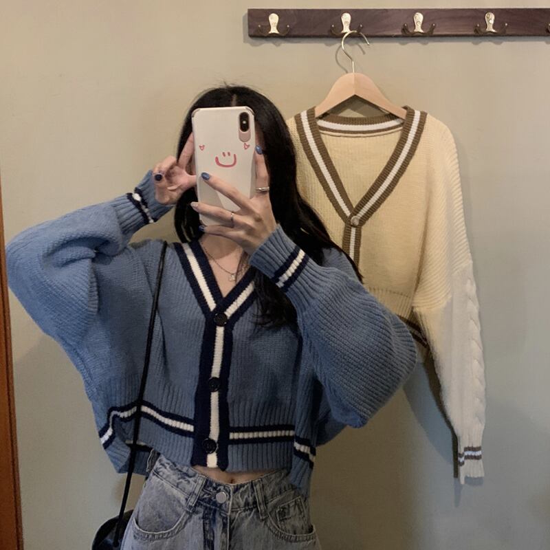 ルーズカラーVネックセーター カーディガンジャケット ロング オータム 秋物 ウィンター 冬物 試着室66671206758