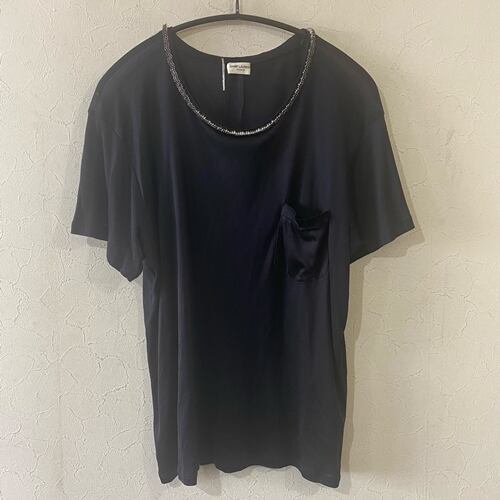SAINT LAURENT サンローラン 330955 シルクTシャツ ブラック M 