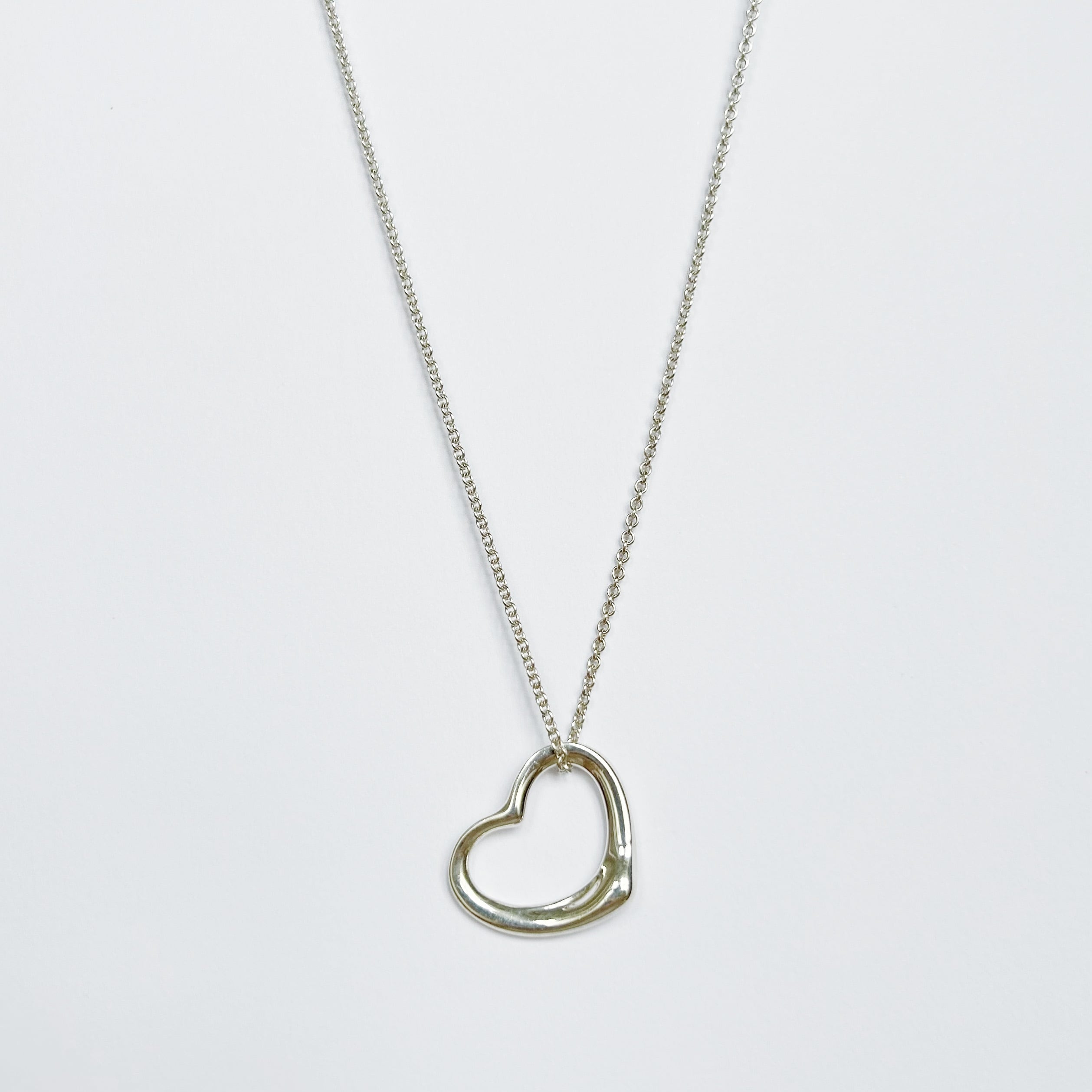 T7059】Tiffany&Co. open heart necklace big/silver925/ティファニー