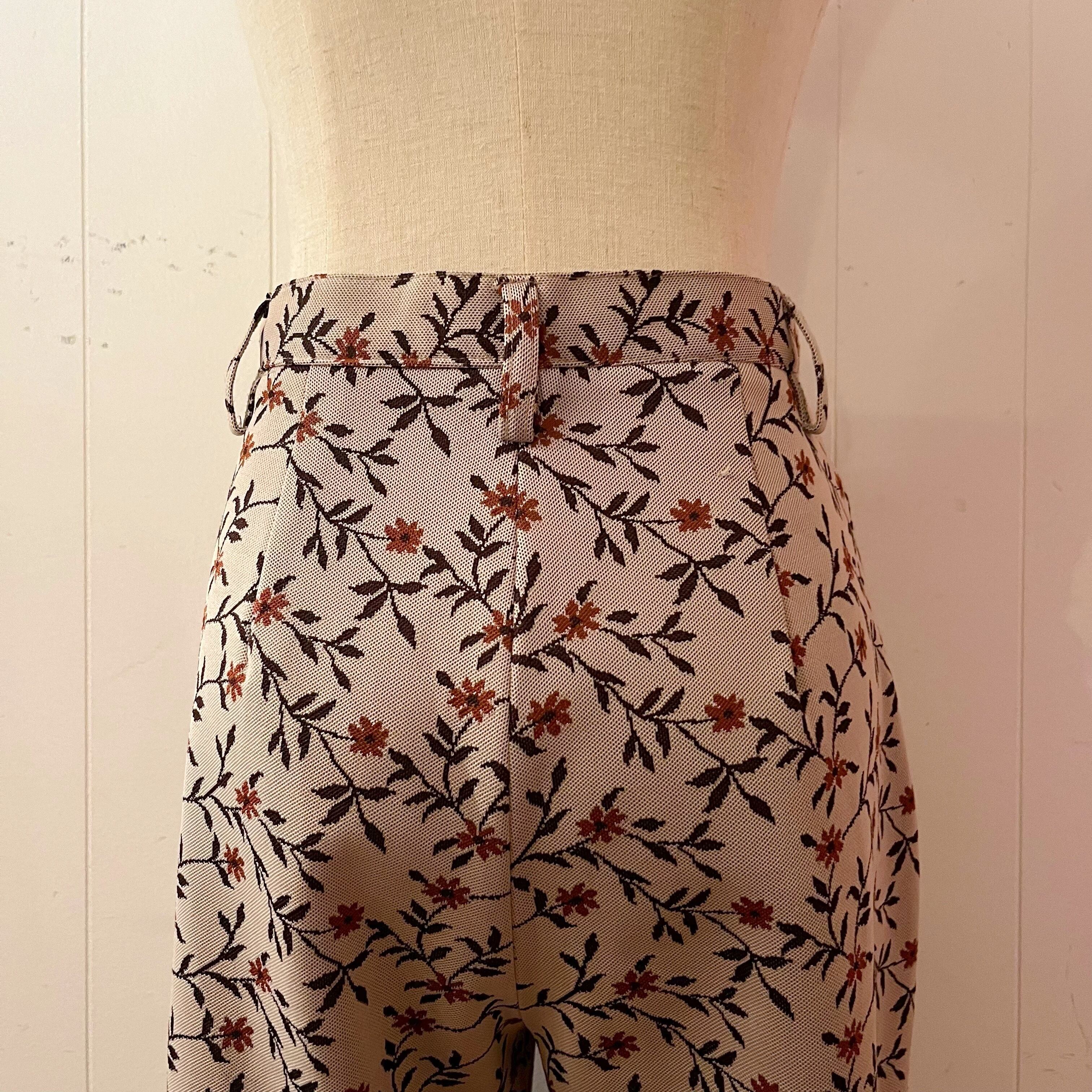 dark orange flower jacquard pants