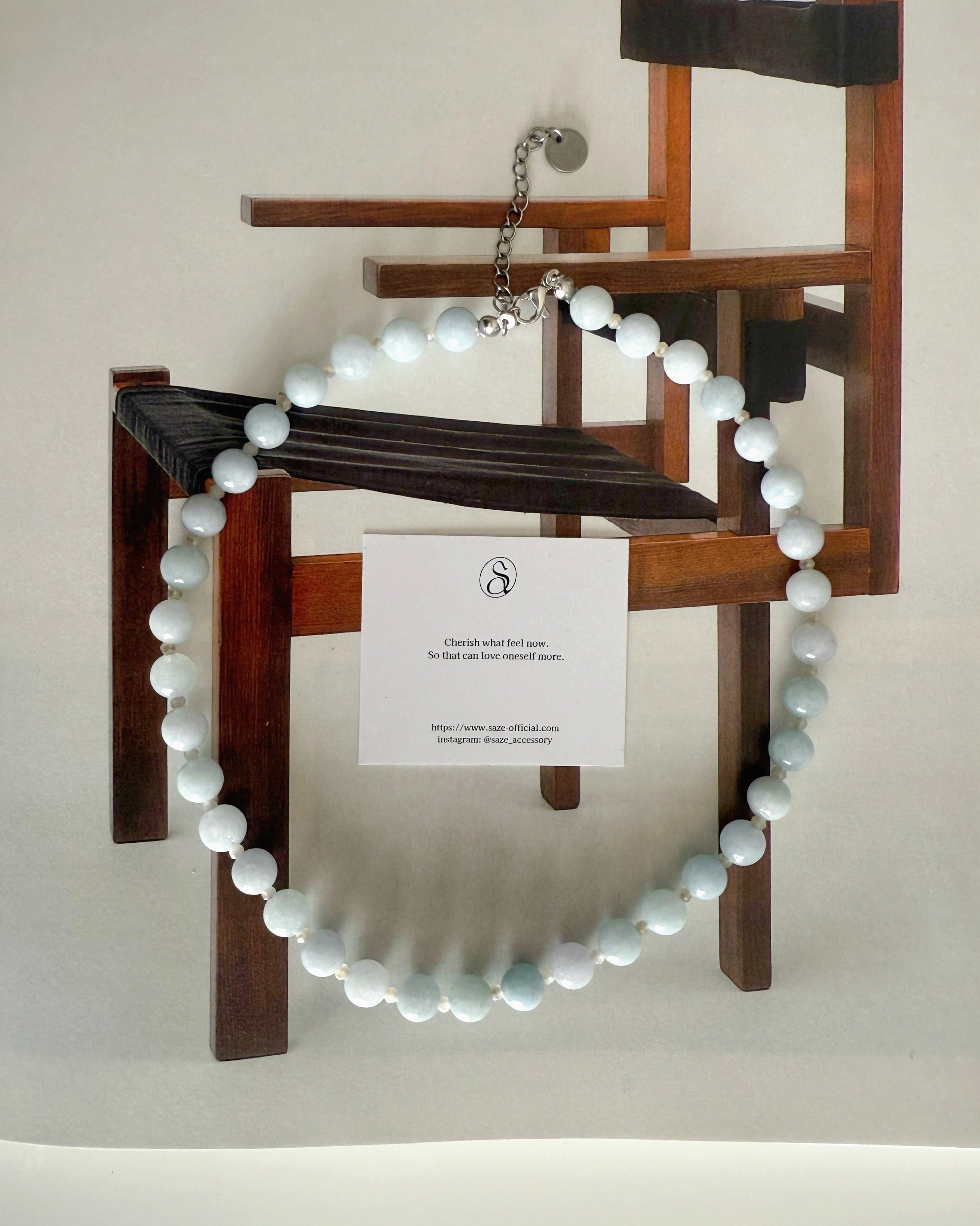 blue chalcedony beads necklace | saze