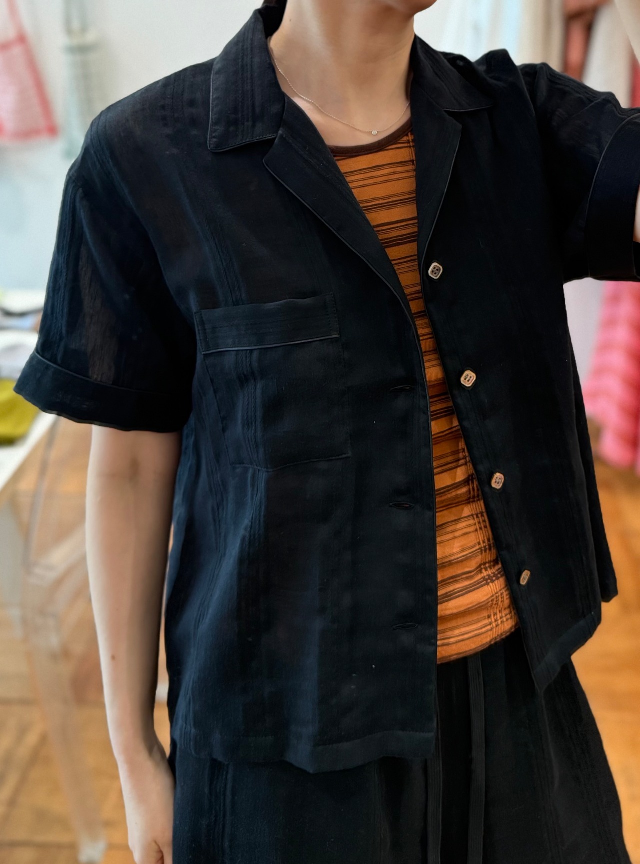 jonnlynx/JL226-SH865 striped shirt(BLACK)