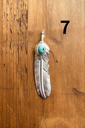 【NEWカラー入荷！】上銀銀縄天然ターコイズ付き特大フェザー（左向き）