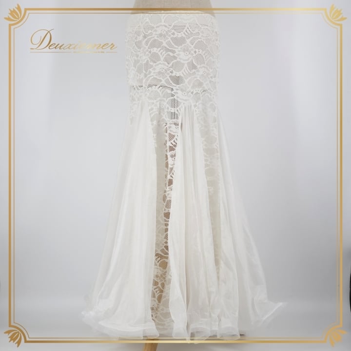 ベリーダンス オリエンタル 衣装 スカート ホワイト系 白 レース