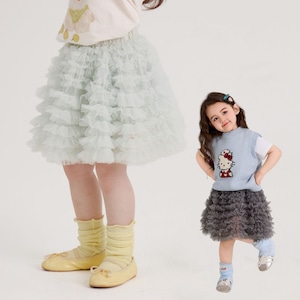 夏ハイウエストチュールスカート