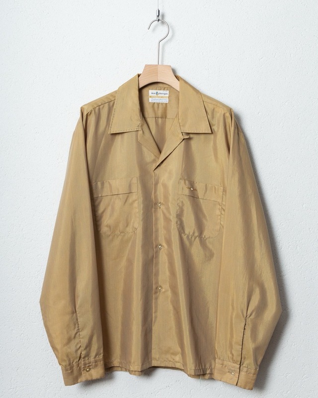 vintage open collar cotton × polyester shirt / COLOR:BROWN