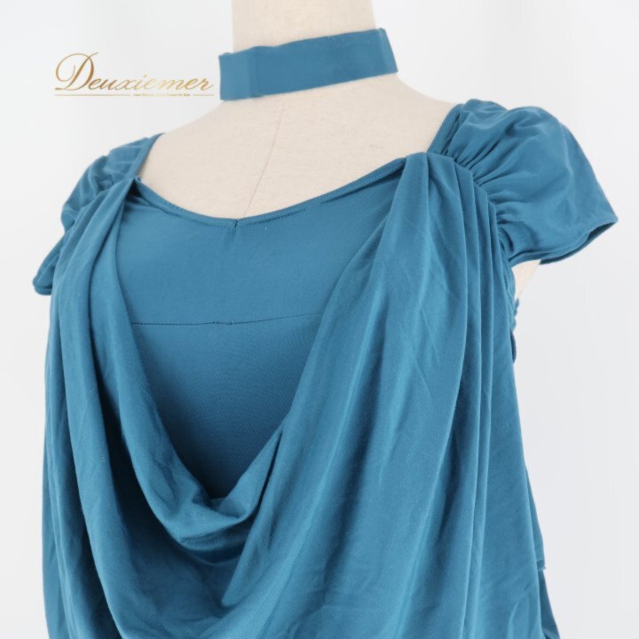 社交ダンス 衣装 チャコット Chacott ROYAL DANCE ブルー系 グリーン系 緑 青 レース パーティ 発表会 ドレープ 上品 高級感 スカート ワンピース風 練習用 舞台衣装 演奏会 発表会衣装 フォーマル ダンス衣装 レディース 伸縮素材 きれいめ エレガント レッスン Mサイズ ロング丈イベント衣装 おしゃれ