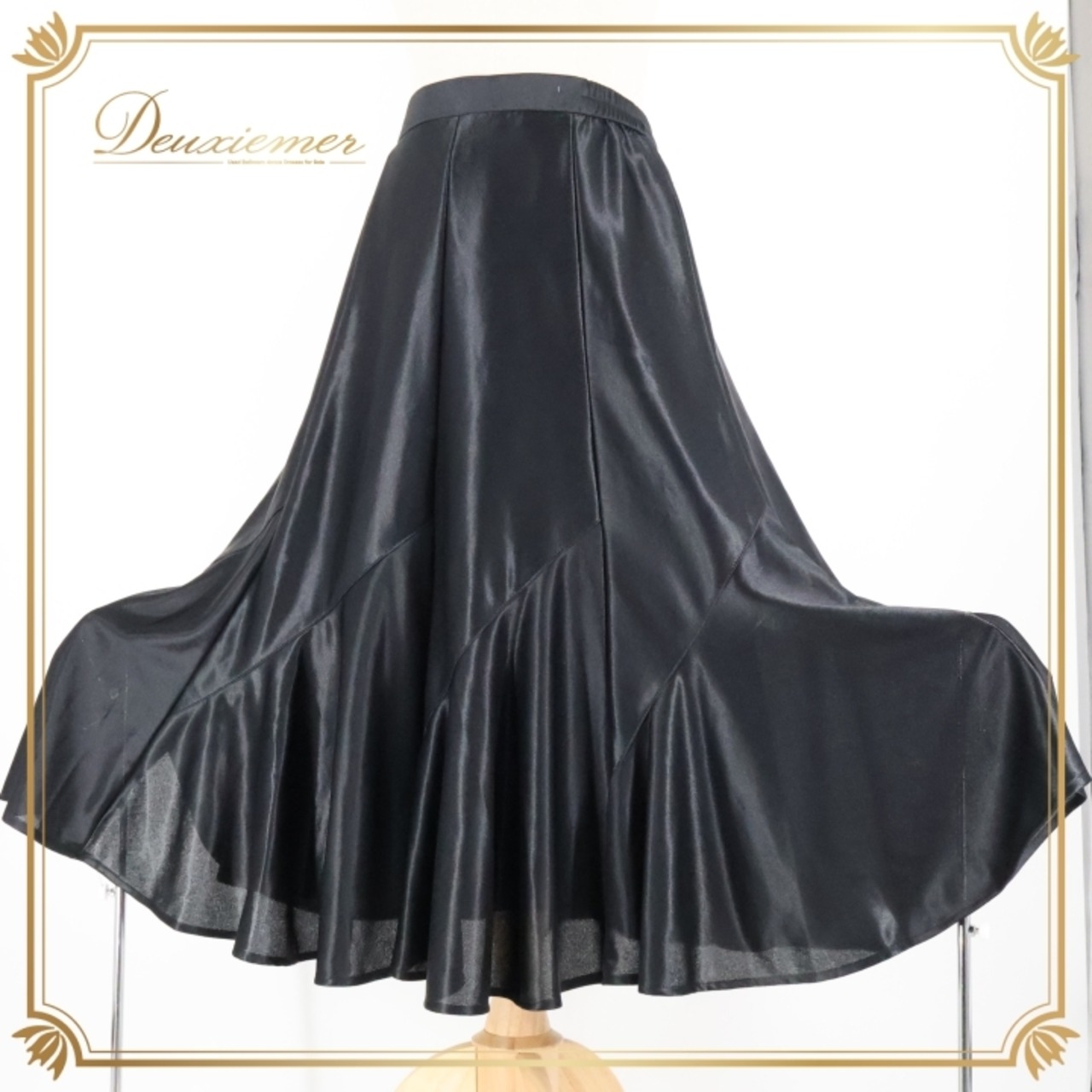 社交ダンス 衣装 スタンダード スカート レッスンウェア 女性用 レディース オールシーズン SEKINE セキネ 黒 ブラック系 無地 シンプル パーティー ダンスウェア フレア デザイン カジュアル おしゃれ ストレッチ アーバン 洗練 光沢感 通年使用 伸縮性 プレーン ルームウエア お出かけ 楽しめる