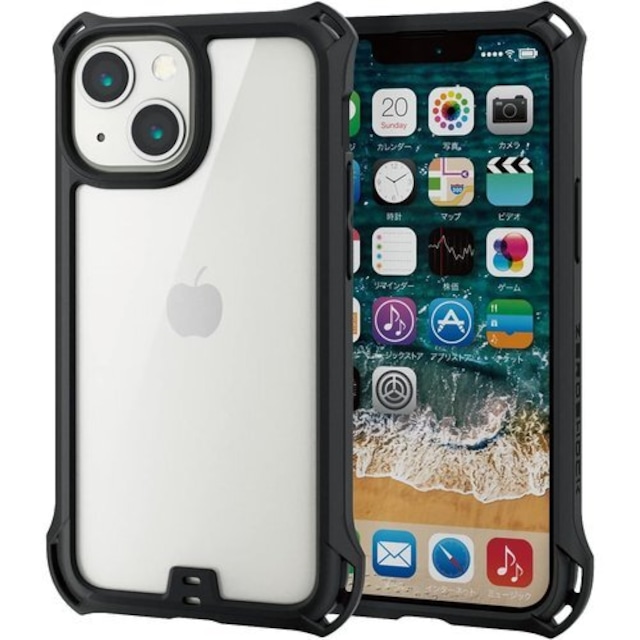 エレコム iPhone 13 mini/ハイブリッドケース/ZEROSHOCK/ブラック 110