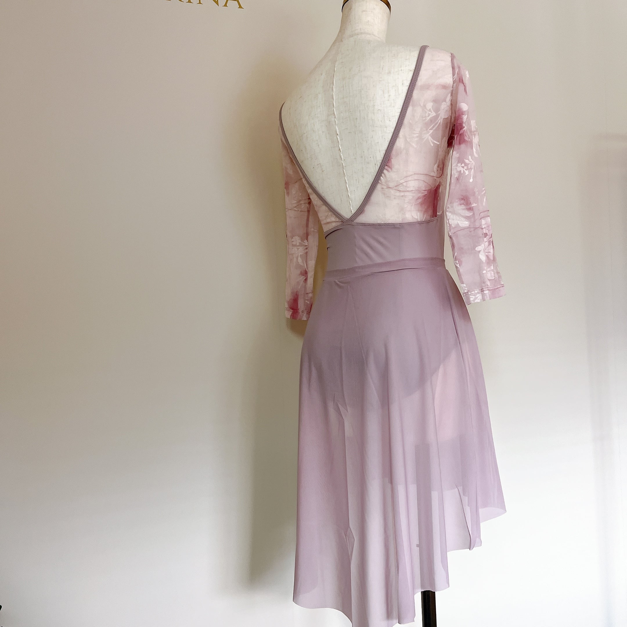 フローラルヴェール ロングスリーブ バレエレオタード（モーヴ