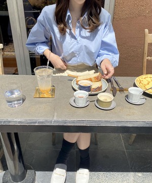 《即納商品》ripple puff shirt (white / blue / mint)